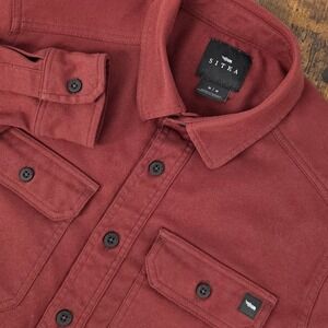 Sitka Flannel Long Sleeve Button Up Red Solid Plaid Utility Work Outdoor Mens M